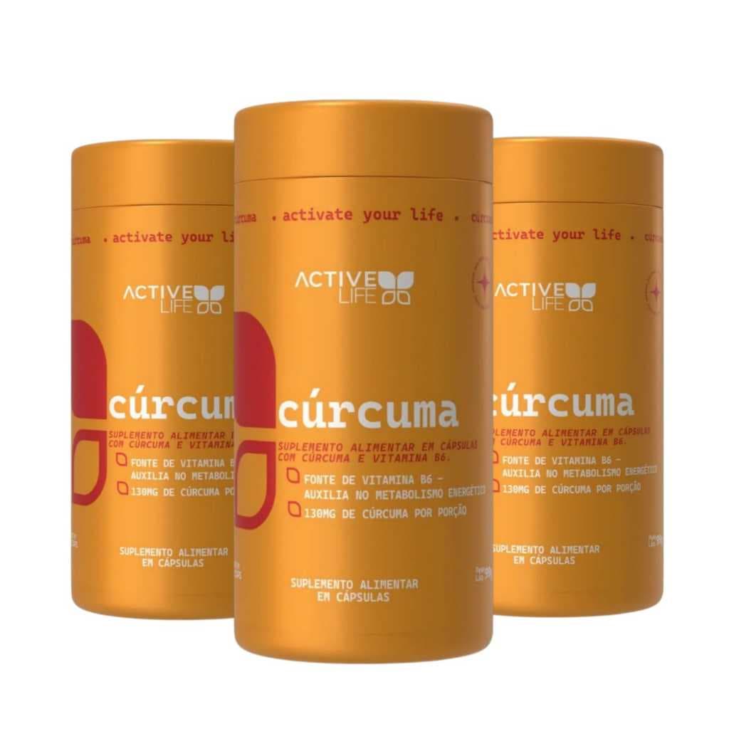 Kit 3 Suplemento Alimentar em Cápsula Curcuma Vitamina B6 Active Life 60 caps