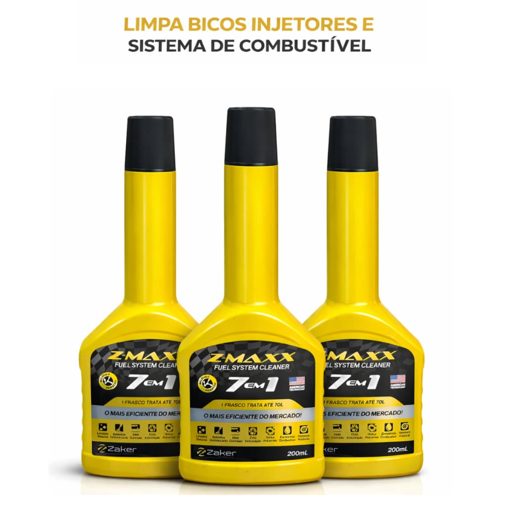 Kit 3 Aditivo Combustivel Flex 7x1 Alta Performace Limpeza Carro Moto