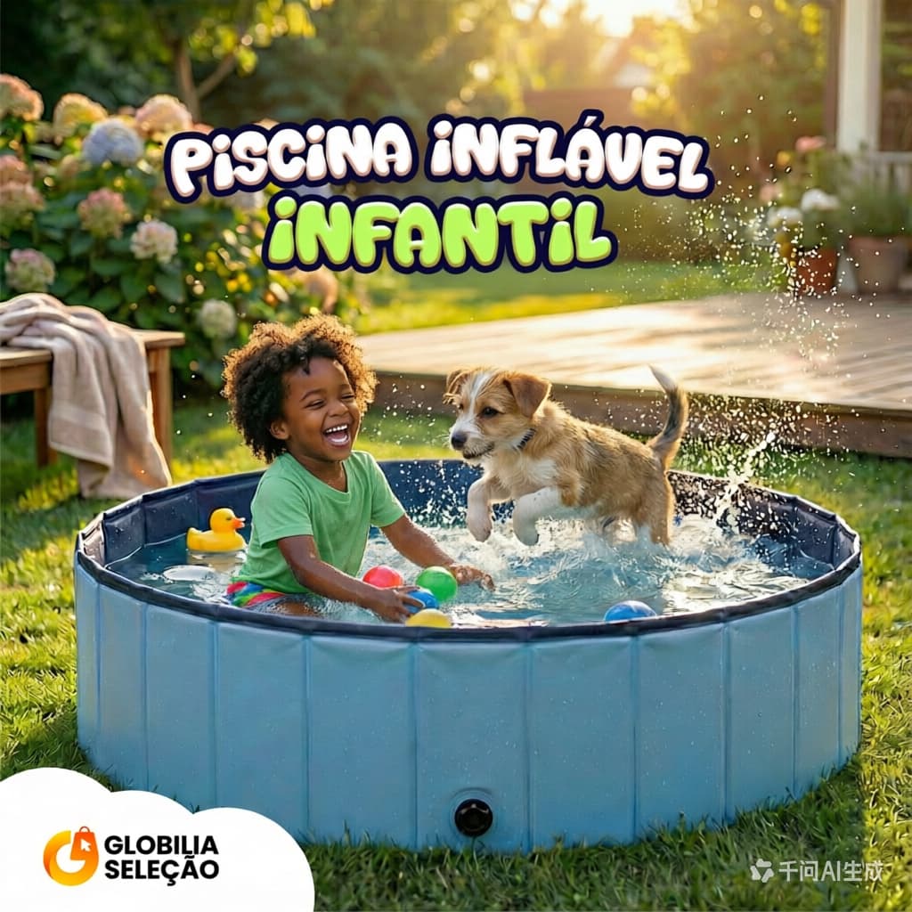 🔥Piscina para Cachorro 120 x 32cm Piscina Infantil Dobravel em Pvc Antideslizante 340 Litros Pets e Infantil