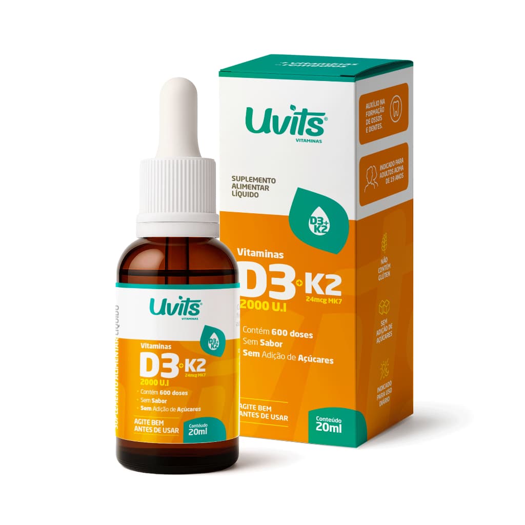 Vitamina D3 2.000ui + K2 Mk7 24mcg 20ml - Uvits