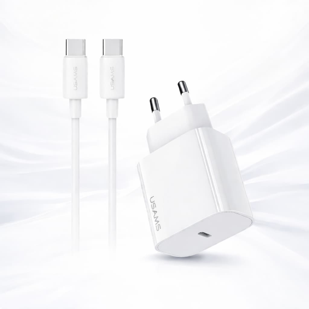 Carregador Rápido Usams 20W Tomada Fonte Celular Carga Rápida Turbo Pd Para Iphone Samsung Xiaomi