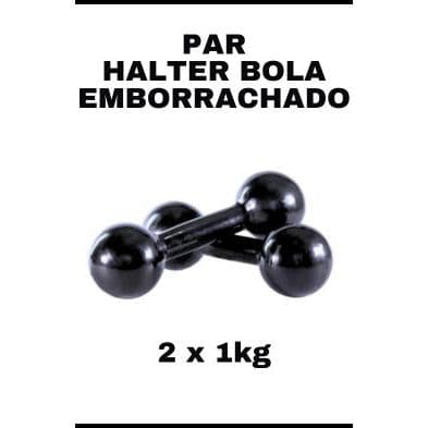 Par Halter Emborrachado 1 kg Academia Fisioterapia Conforto Modelo Bola