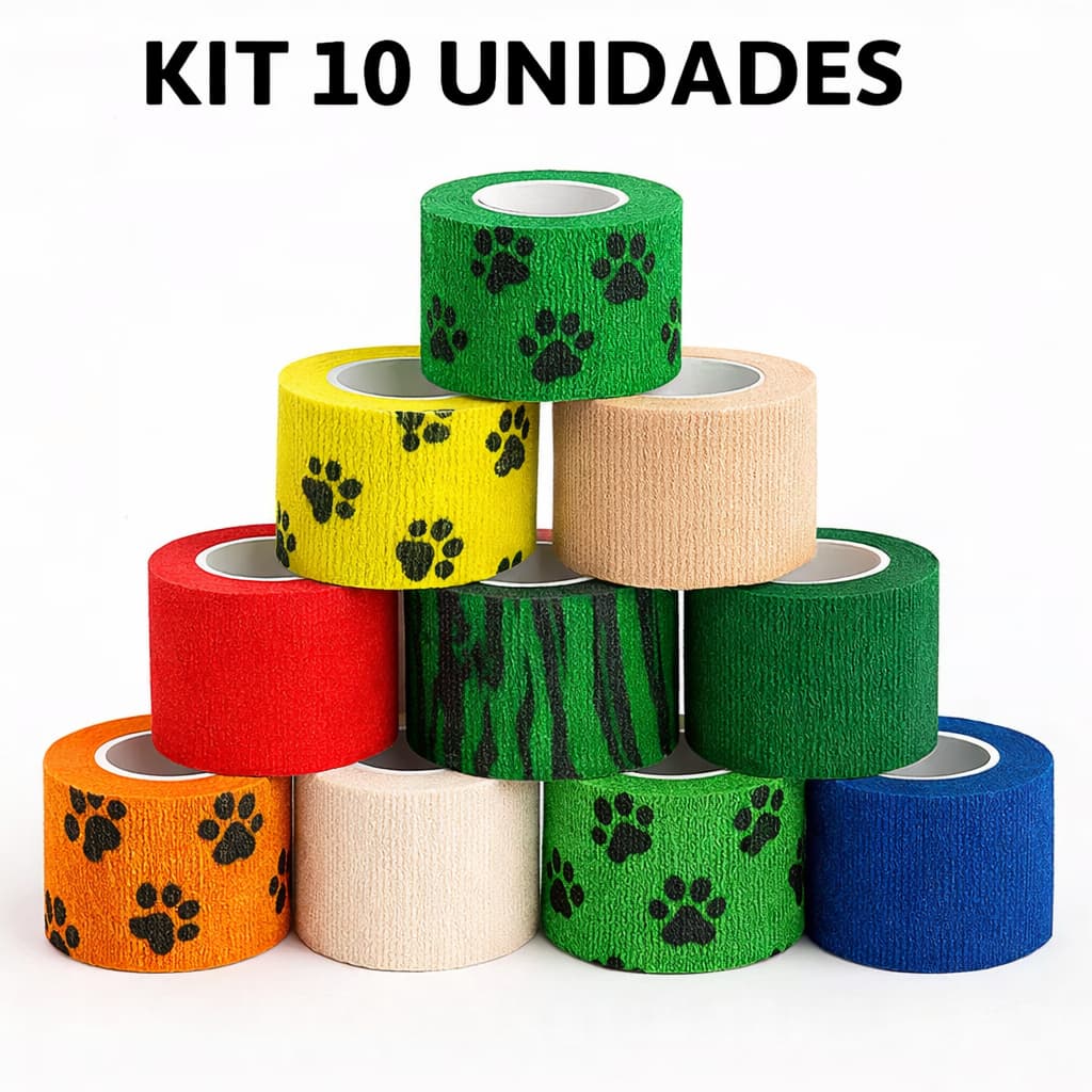 Kit 10 unidades Bandagem Adesiva Curativo Pet Atadura Tape Grip Tattoo Tatuagem