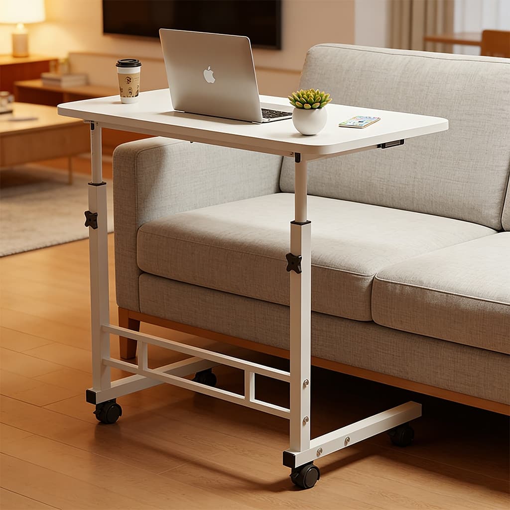 Mesa Multiuso Portátil Ajustável para Notebook com Rodinhas  Ideal para Cama e Sofá