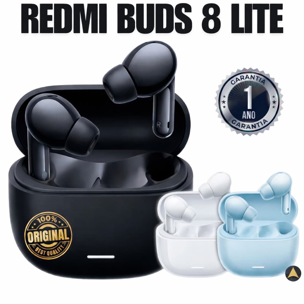 Fone Redmi Buds 8 Lite Original Sem Fio Bluetooth 5.4 36h Bateria Cancelamento Ruído Microfone Duplo