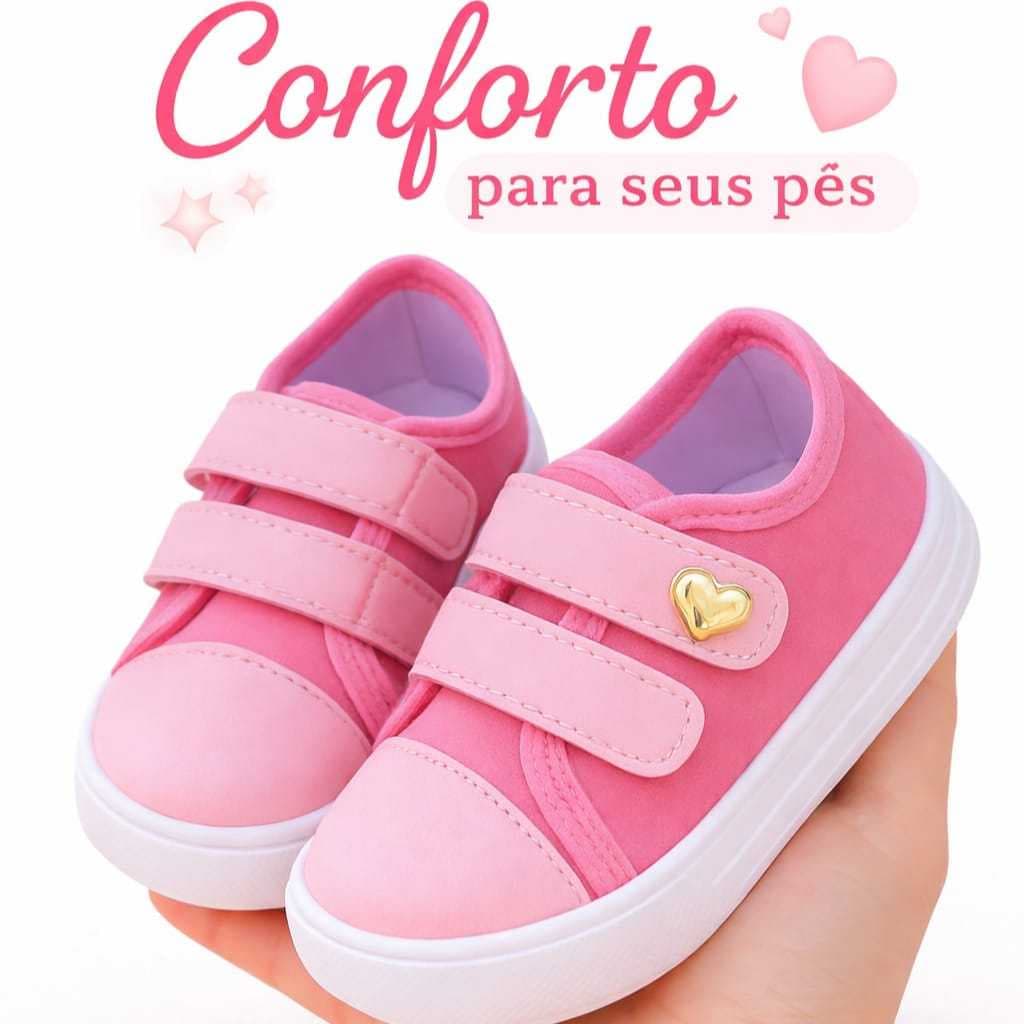 Tênis Bebê Menina Rosa  Confortável Macio  Sapatinho Infantil Casual 18 ao 27