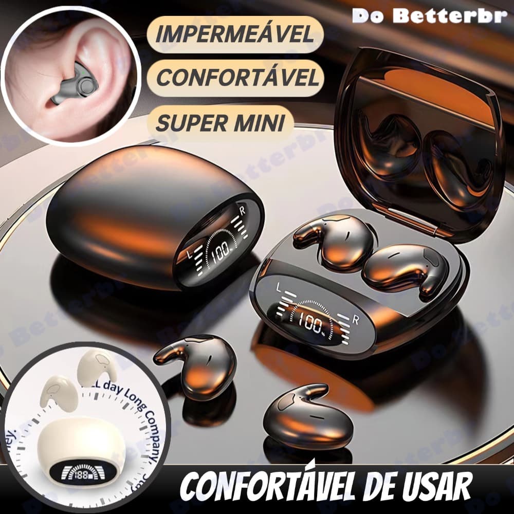 Mini Fone De Ouvido Sem Fio Para Dormir Bluetooth 5.3 TWS IPX5 À Prova D'água Com Microfone