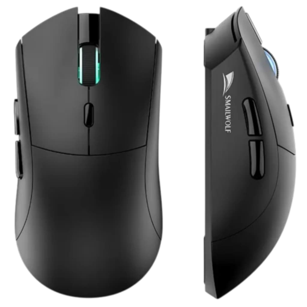 Mouse Gamer Smailwolf RS7 PRETO Sem Fio Recarregável 2.4G, BT5.2  Sensor PAW3311+ DPI ajustável até 20.000 1.000Hz