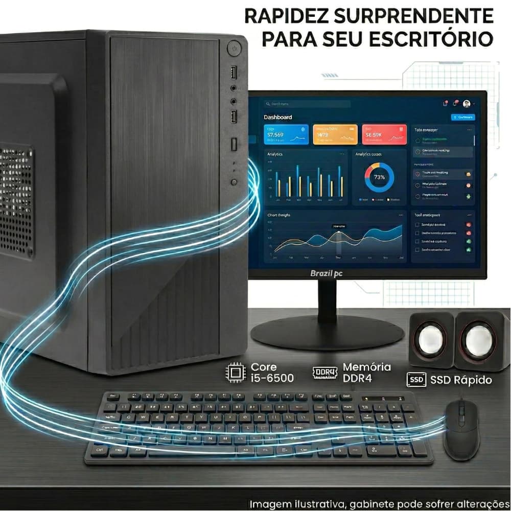 Computador PC Completo Intel core i5 6ª 8gb ram DDR4 | SSD 120gb Tela 21 c/Wifi