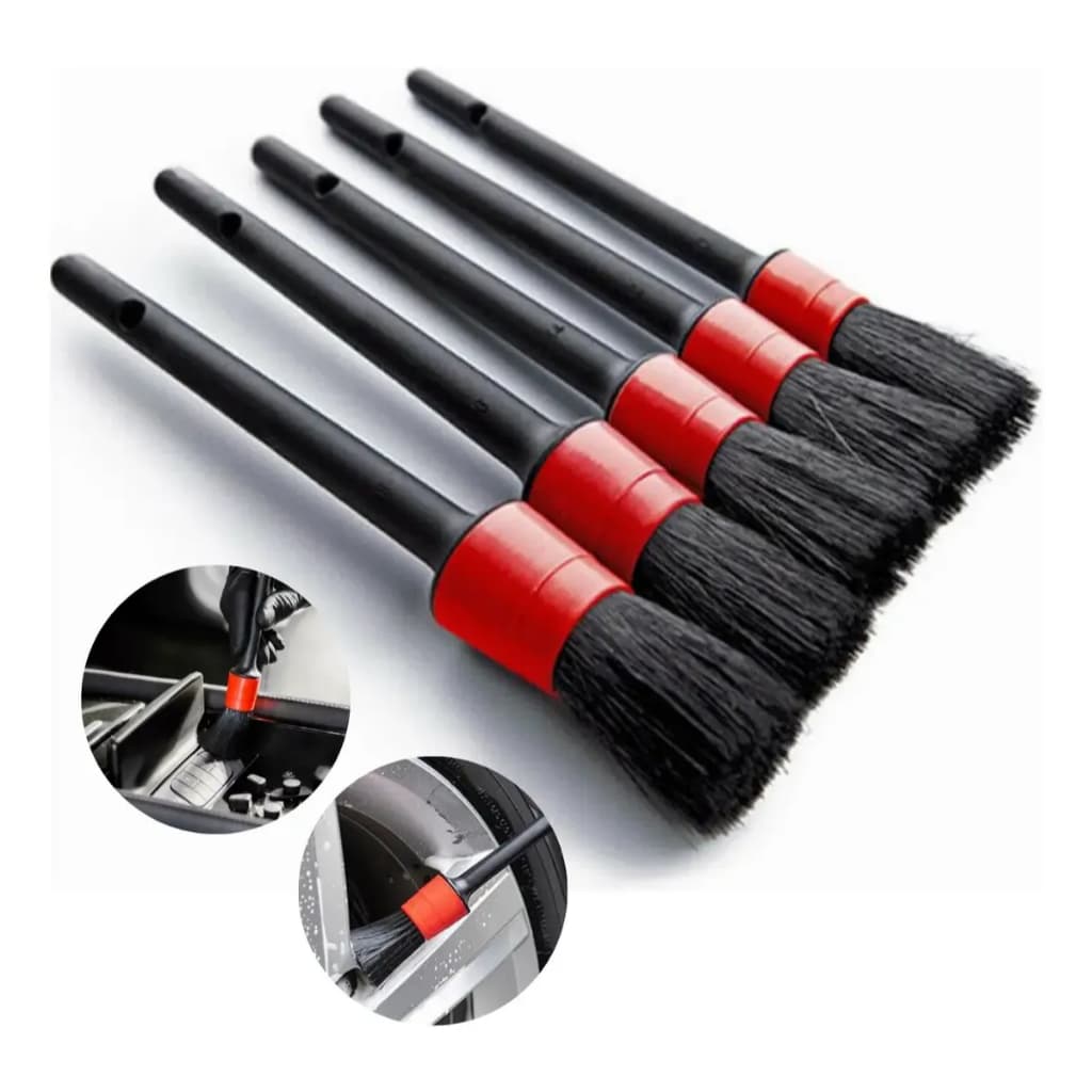 Kit 5 Pincel Lavagem Detalhada Limpeza Carro Moto Automotivo Durável