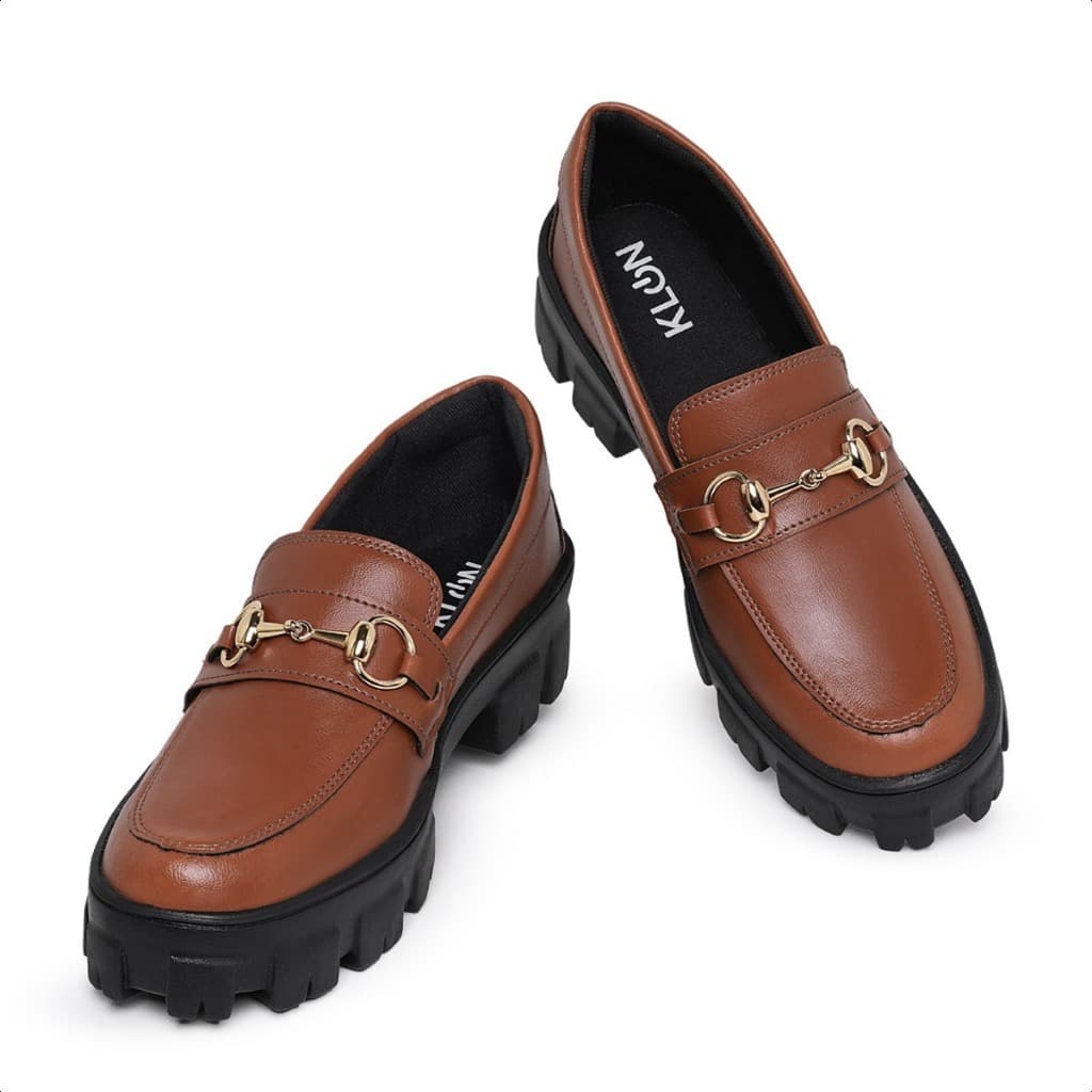 Calçado Feminino Mocassin Cor Havana Bico Redondo Casual Trabalho Lazer Passeios, Antiderrapante Confortavel e Macio