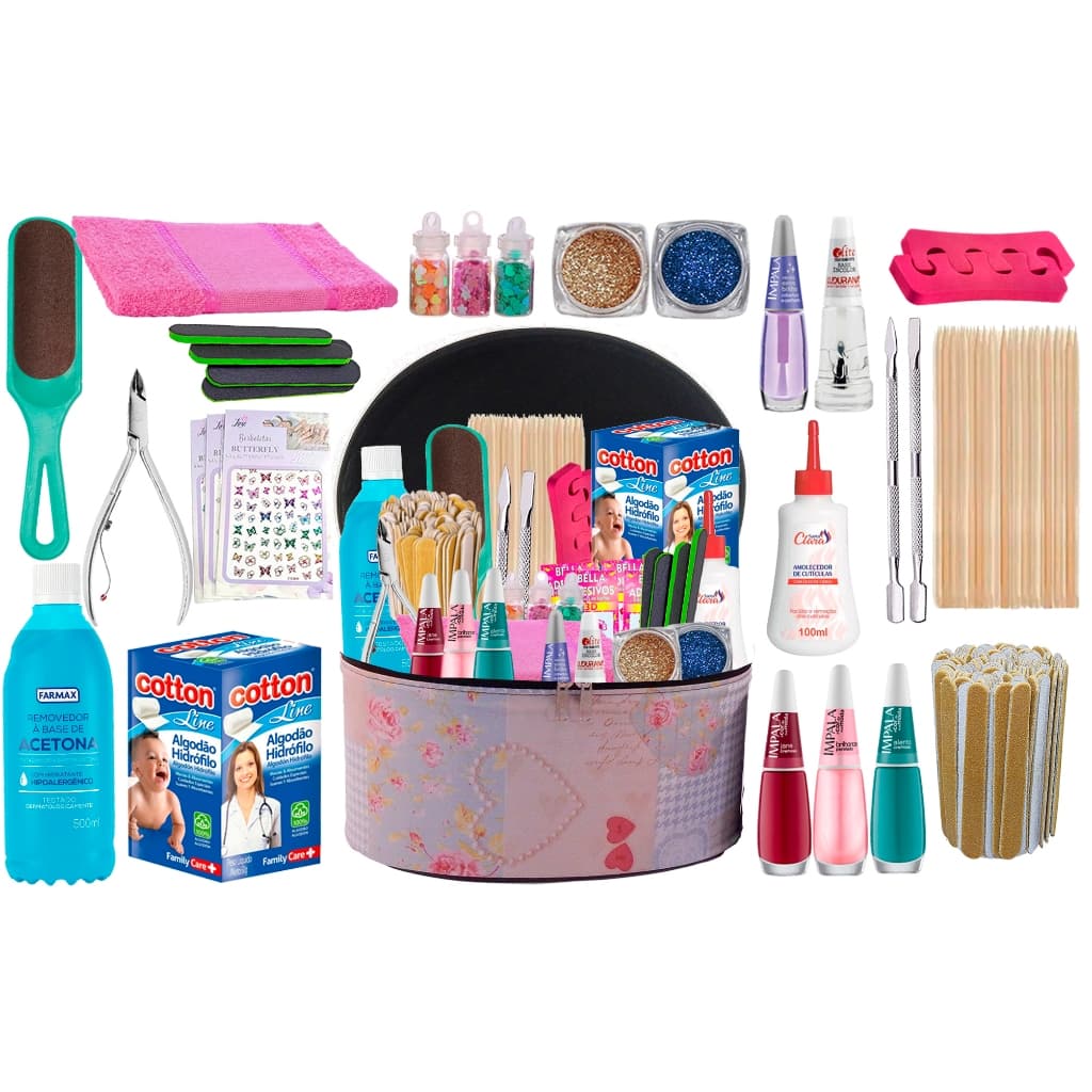 Kit Manicure Maleta Completo Profissional ou Pessoal Nail Design Nail Art Decoração de Unhas