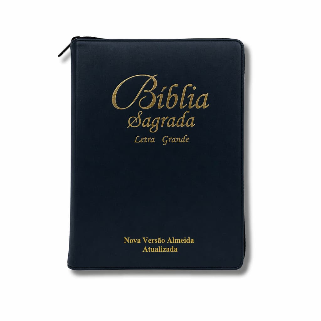 Bíblia Sagrada - Evangélica Letra Grande  || Capa Couro Luxo + Zíper | Nova Versão Almeida Atualizada