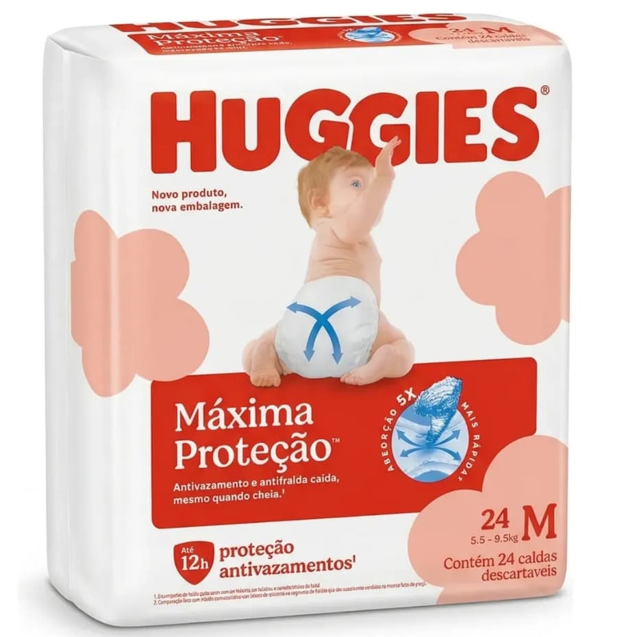 Fralda Descartável Infantil Huggies  Máxima Proteção Tamanho M Com 24 unidades