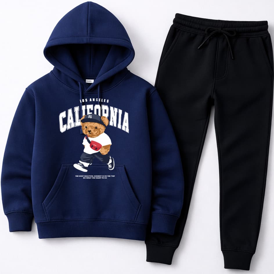 Conjunto Infantil PREMIUM Moletom Agasalho Canguru Urso California Quentinho Flanelado Confortável