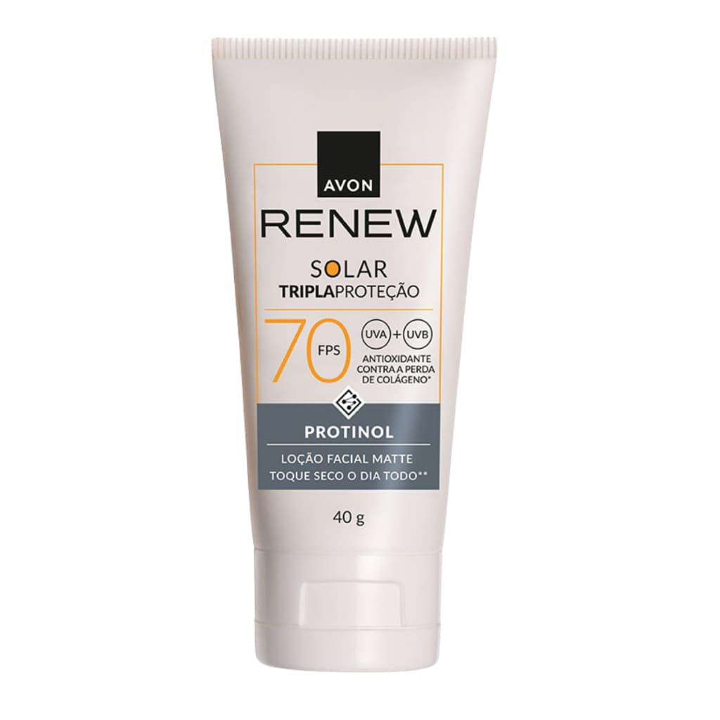 Protetor Solar Facial Avon Renew Fps70 Toque Seco 40g Matte com Protinol