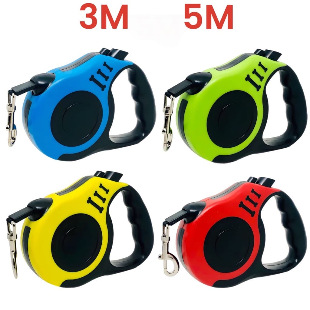 Guia Trela Retrátil Nylon para Pet Cães Cachorro Pequenos e Gatos com Corda Extensível 3M 5M