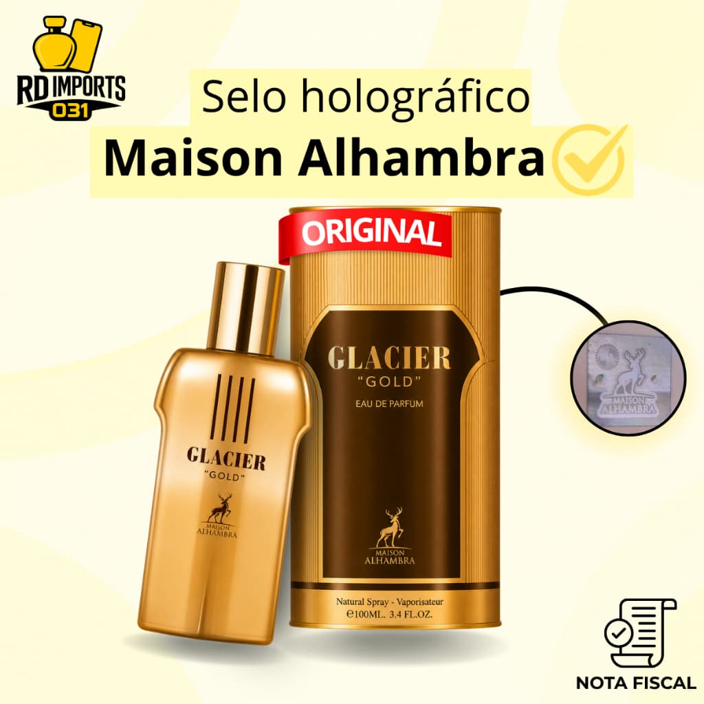 Perfume Árabe Glacier Gold Dourado Maison Alhambra Edp Masculino 100ml Original Importado Com Nf