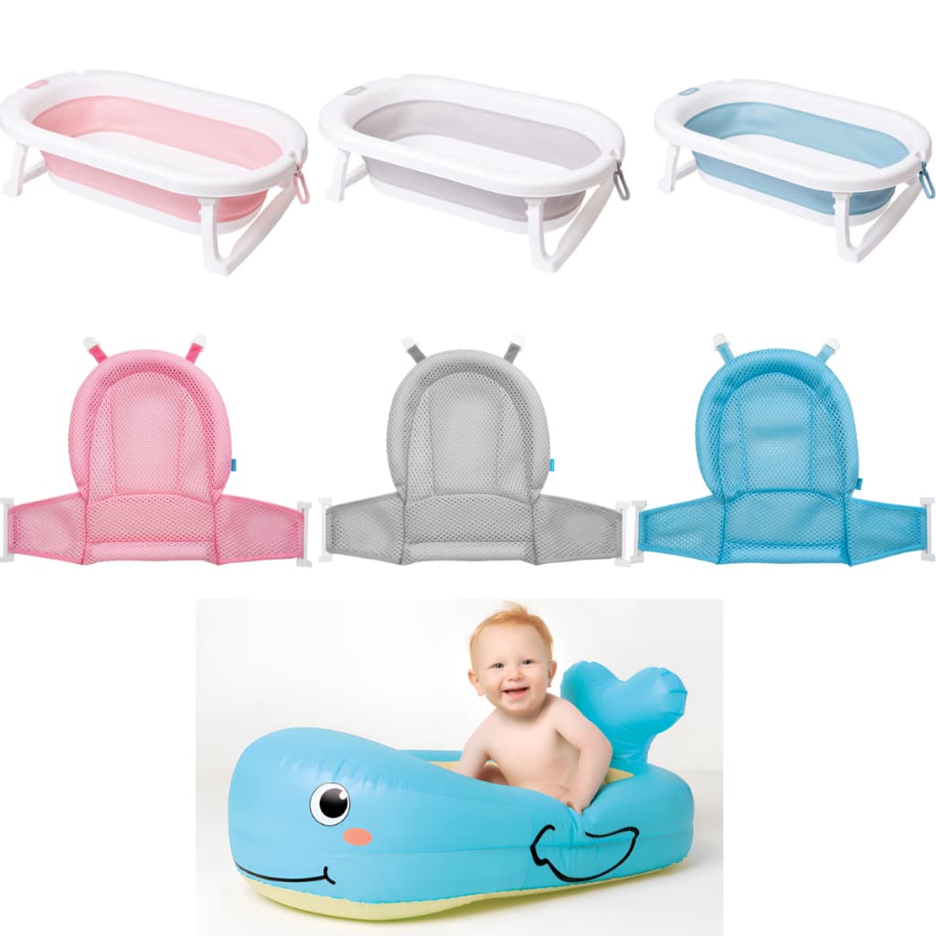 Banheira De Bebê Infantil Portátil Dobrável 26L, Banheira Inflável Baleia, Rede de Proteção  - Buba