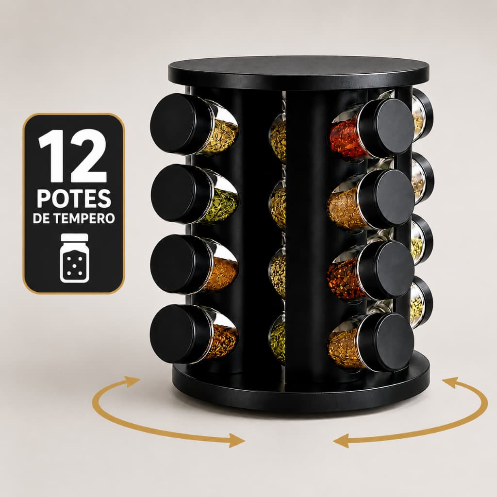 Suporte Giratório Para Temperos 6/9/12 Potes Organizador Porta Condimentos Gourmet Promoção