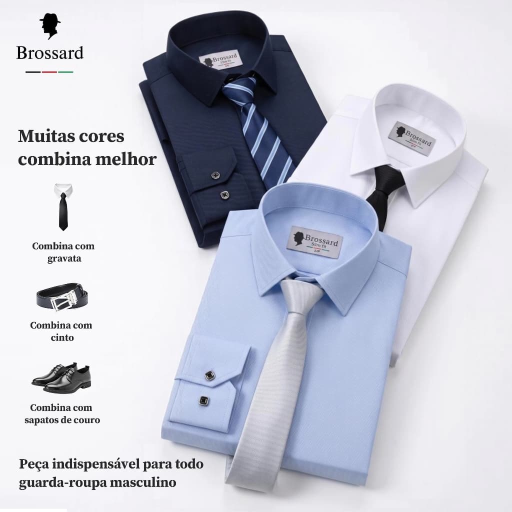 Camisa Social Roupas Masculina Estilosas Manga Longa Não amassa, Blusa Algodão Slim Diário Versátil