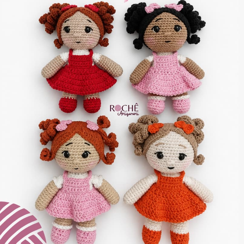 Bonecas Alana Amigurumi Crochê Artesanal Feitas à Mão Coleção Kit Presente Decoração Infantil