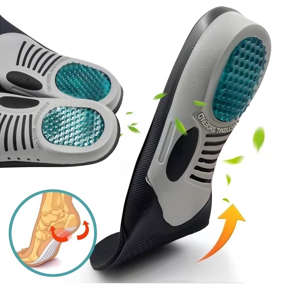 Palmilha Ortopédica Esportiva Suporte Arco Pé Chato Gel Esporão  Fascite– Confortável e Respirável