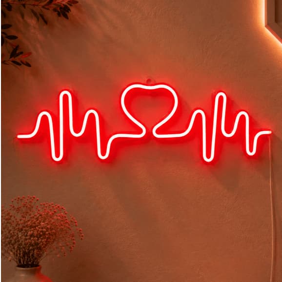 Luminária LED Neon Coração Batimentos Love Decoração Quarto Festa