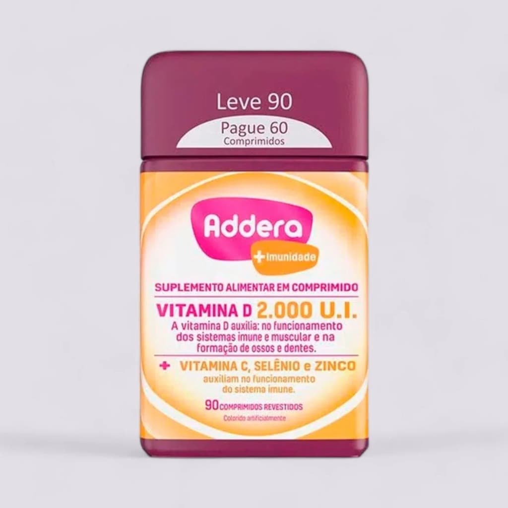 Addera +Imunidade Suplemento alimentar composto de vitamina D, cafeína e vitaminas do complexo B