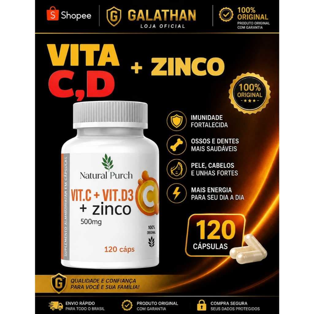 Zinco + Vitamina C + Vitamina D3 120 cápsulas - 500mg