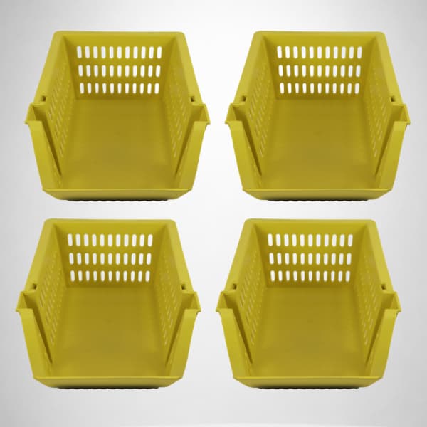 Kit 4 Cesto Caixa Bin Empalhável Expositor Organizador Amarelo Confeitaria Casa Banheiro Cozinha