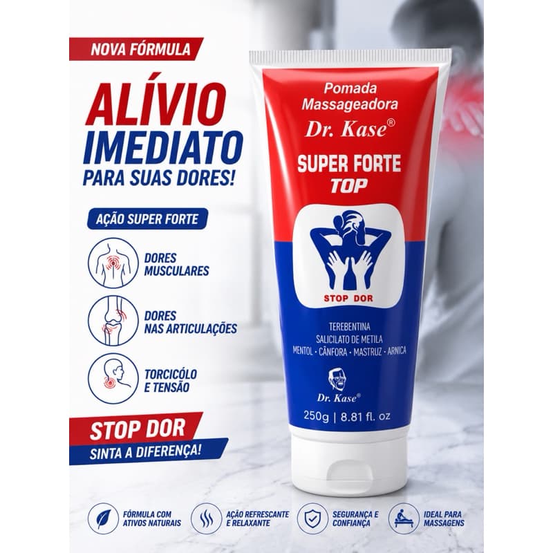 Pomada Massageadora Dr. Kase Super Forte 250g | Alívio para Dores Musculares e Articulares