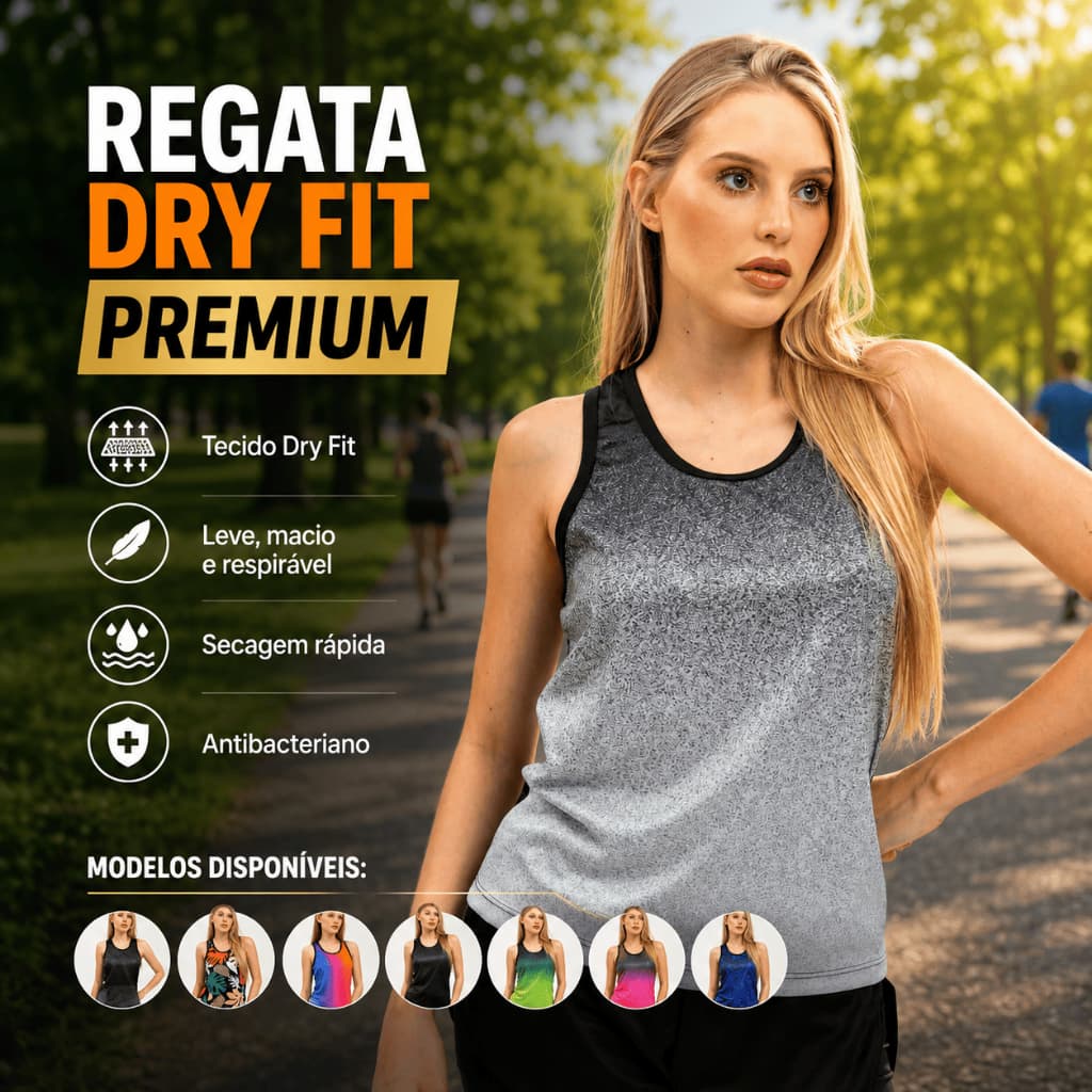 Regata Feminina Dry Treino Academia Exercício Estampada Leve Fitness Cavada Slim Secagem Rápida