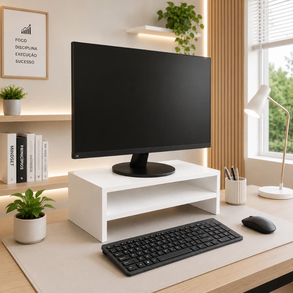 Suporte Monitor 45cm Ergonômico Escritório Gamer Apoio MDF