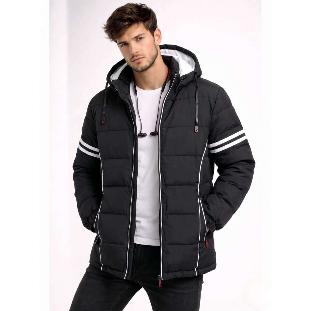 Jaqueta Masculina Bobojaco Puffer Grossa Motoqueiro Com Capuz