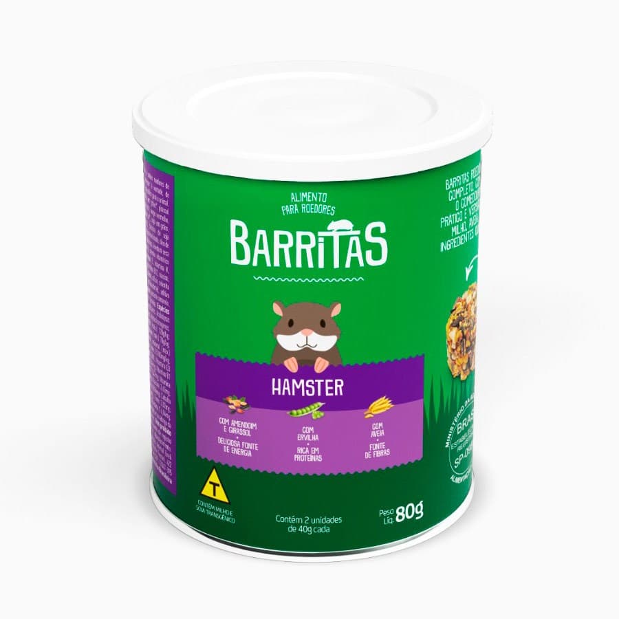 Kit 2 Lata de Barrita Para Hamster Zootekna Petisco Snack Saudável Lata com 2 Unidades de 80g