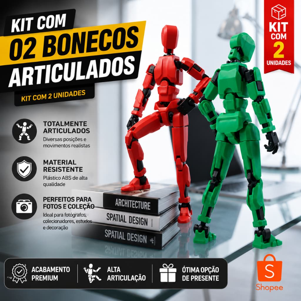 Kit 2 Boneco Articulado Dummy 13 Brinquedo Infantil Figura e Ação Criativo para Montar
