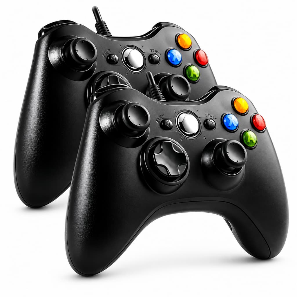 Kit Controle Gamer Xbox USB Compatível Xbox 360 PC Notebook Computador Com Fio Analógico Gamer 1 ou 2 Peças