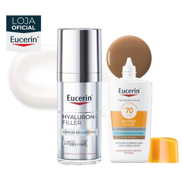 KIT EUCERIN Sérum Facial Anti-idade Epigenetic 30ml + Sun Protetor Solar Hydro Fluid Facial Cor Escura FPS70 50ml