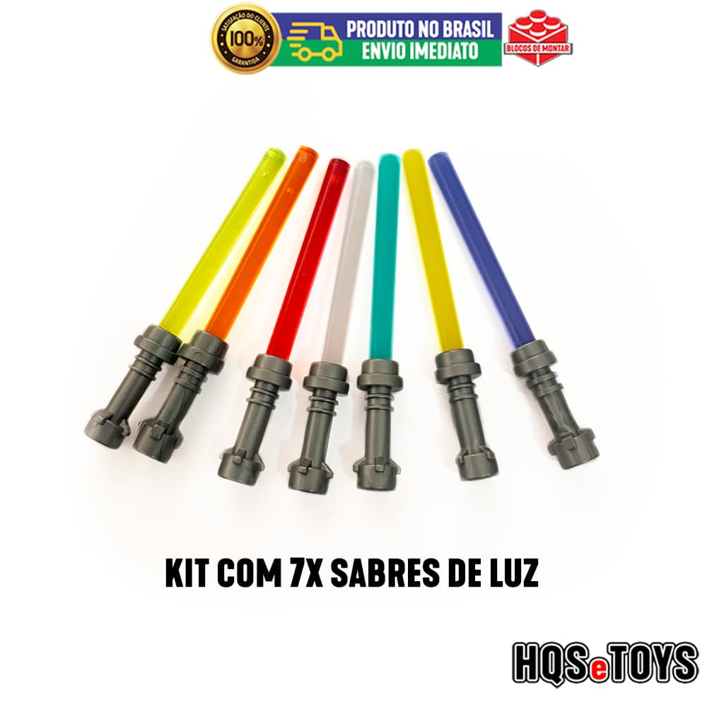 Kit 7 Sabres De Luz Star Wars para Mini bonecos Compatível com LEGO minifigura de Blocos De Montar