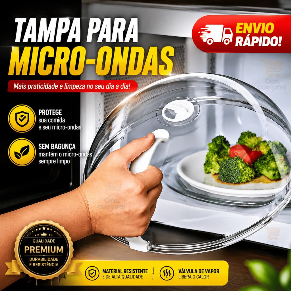 Tampa para Microondas Com Alça Protetor Capa Pratos Tudo Limpinho