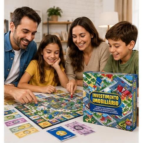 Jogo de Tabuleiro Banco Imobiliário Investimento Estratégia Educativo Completo para Família e Amigos