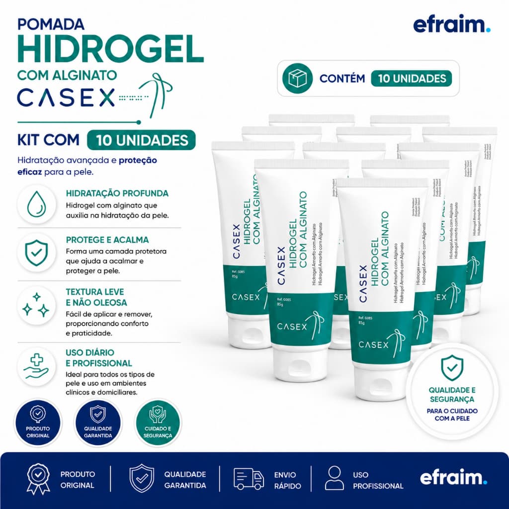Kit 10 Pomadas Hidrogel com Alginato 85g - Casex