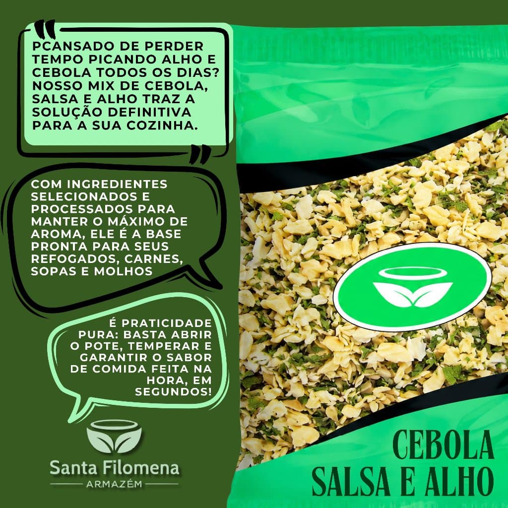 Tempero Cebola, Salsa e Alho: Mix completo de ervas, prático para realçar o sabor de todas as suas receitas