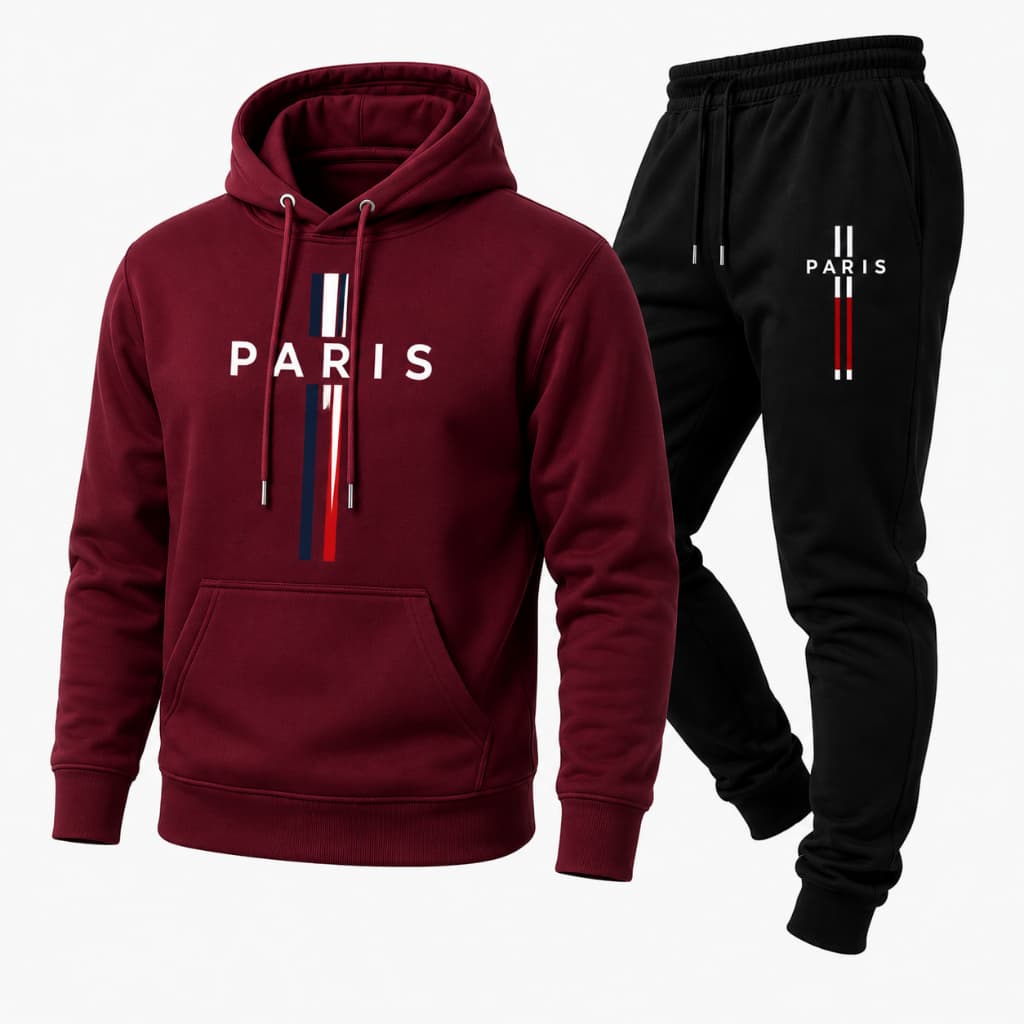 Conjunto Moletom Unissex Paris Moda Casual Inverno Blusa e Calça Estampado Estiloso