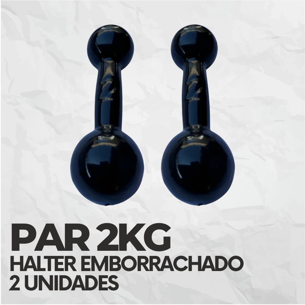 Par de Halteres Emborrachados 2kg Bola Musculação Treino Em Casa Peso de Academia