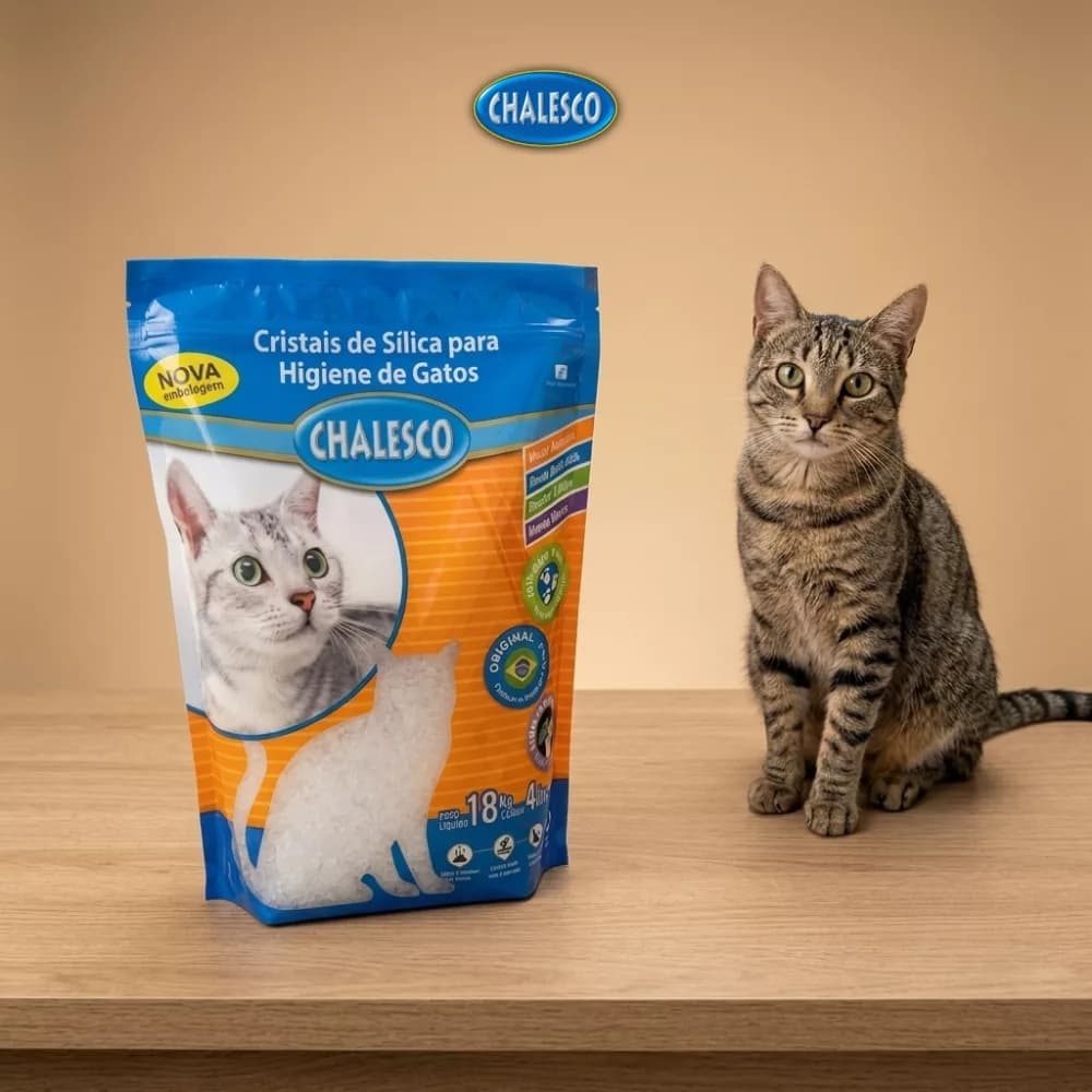 Areia Para Gatos Chalesco - Cristais E Micro De Sílica, Tofu e Mandioca