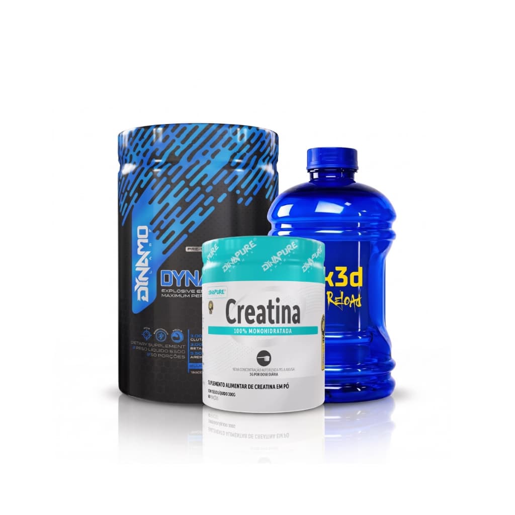 Kit Creatina 100% Pura 300g + Pré-treino Dynatron Extreme 630g + Galão Dynamo Labz