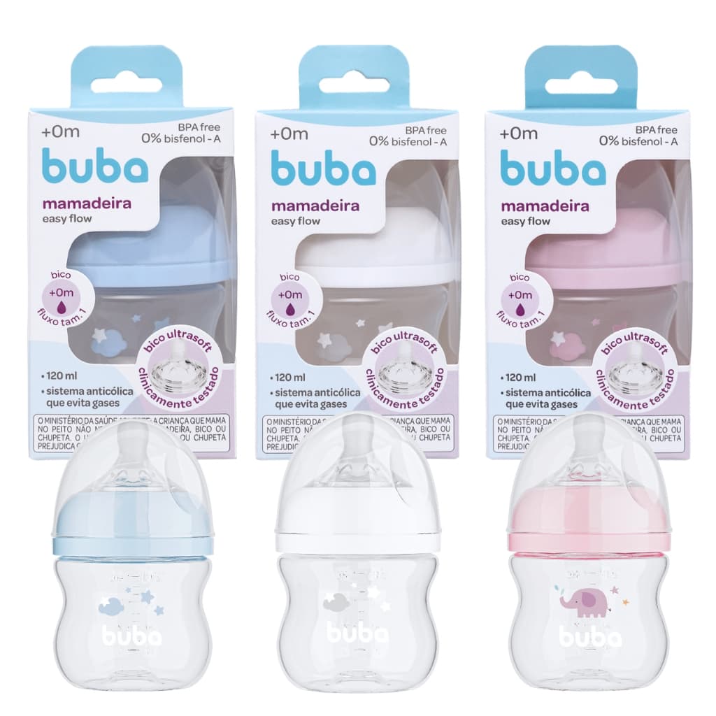 Mamadeira 120ml Anticolica Bico Silicone Macio Bebê Recem Nascido Buba Mamadeira
