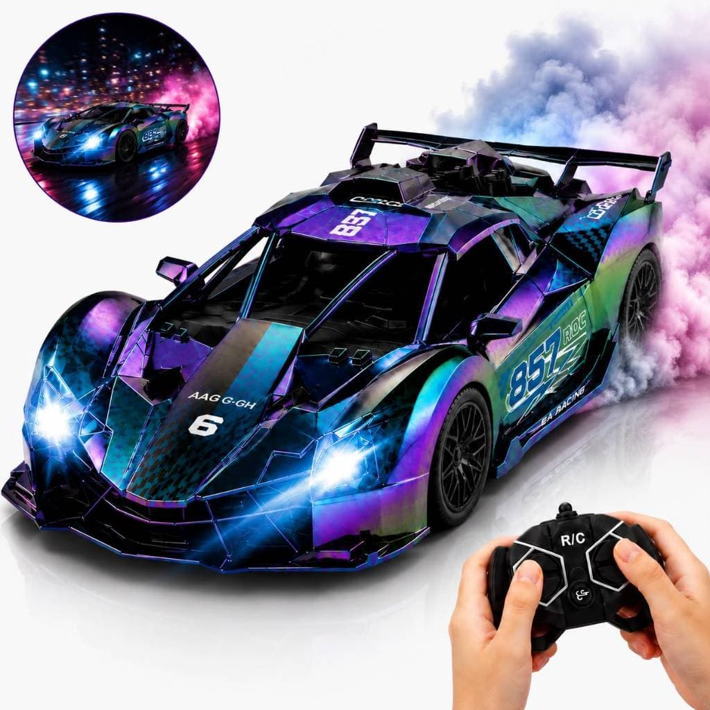 Carrinho de Controle Remoto Drift Racing Solta Fumaça Recarregavel